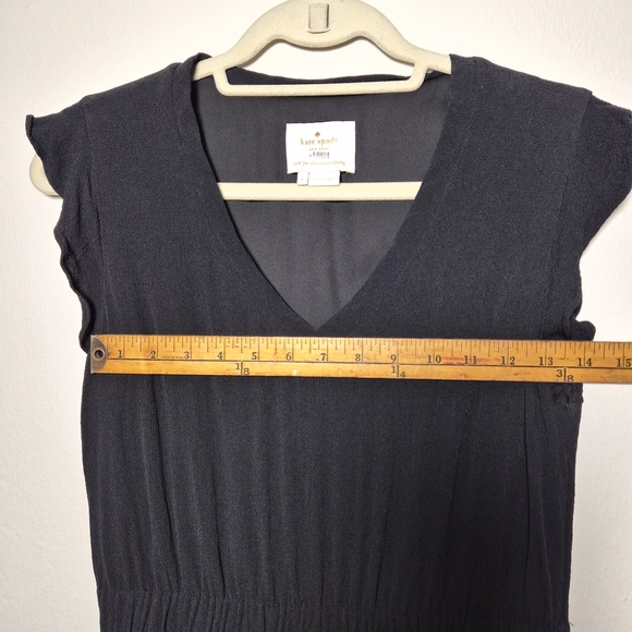 Kate Spade Luxury Fluid Crepe Frilly Ruffle Sleeve V Neck Mini Dress US 8 - Picture 6 of 8